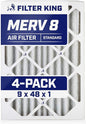 Filter King 9x48x1 Air Filter | 4-PACK | MERV 8 HVAC Pleated A/C Furnace by FilterKing