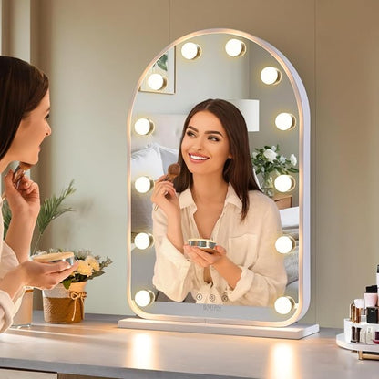 LUXFURNI Vanity Mirror with Lights, 24.5" x 15.8" Arched LED Makeup Mirror - Image 8