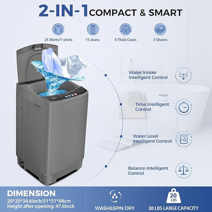Nictemaw Portable Washing Machine 20Lbs Portable Washer - Image 2