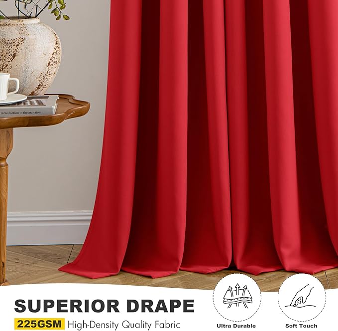 MIULEE Christmas Red Blackout Curtains - Image 5