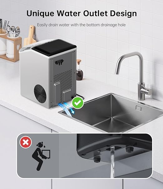 WIE Nugget Ice Maker Countertop 40LBS/24H, Chewable Pellet Ice Makers 8 Mins - Image 6