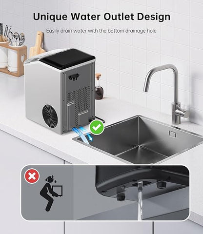 WIE Nugget Ice Maker Countertop 40LBS/24H, Chewable Pellet Ice Makers 8 Mins - Image 6