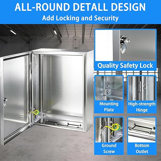 Electrical Enclosure 16x16x8, 304 Stainless Steel Enclosure IP66 Waterproof and - Image 4