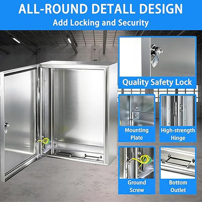 Electrical Enclosure 12x10x6, 304 Stainless Steel Enclosure IP66 Waterproof and - Image 4
