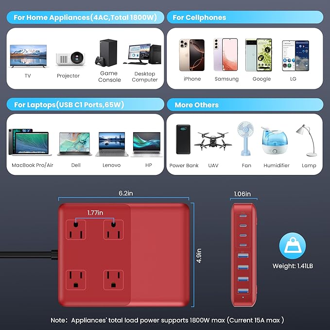 12-in-1 Charging Station USB C Power Strip - Image 5