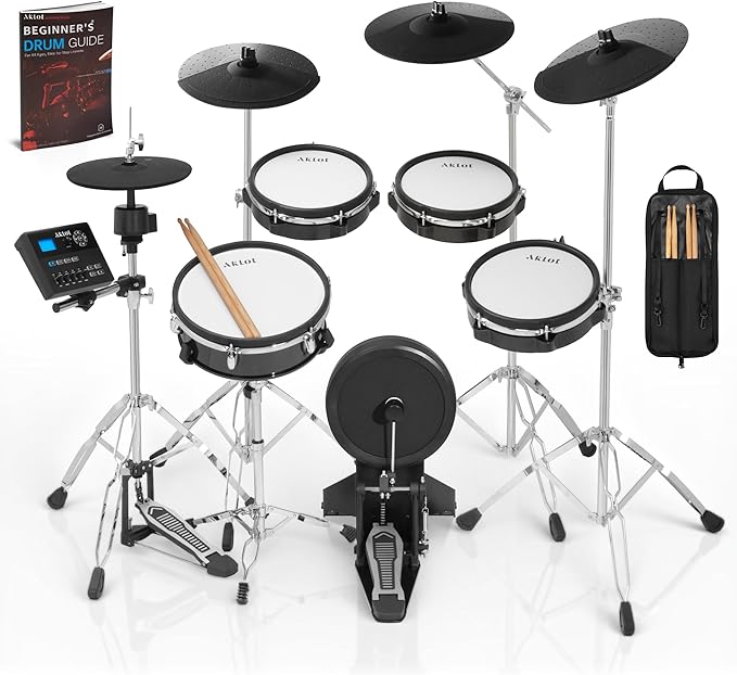 AKLOT Fully-Expandable Electric Drum Set: Independent Stand System, Independent by AKLOT