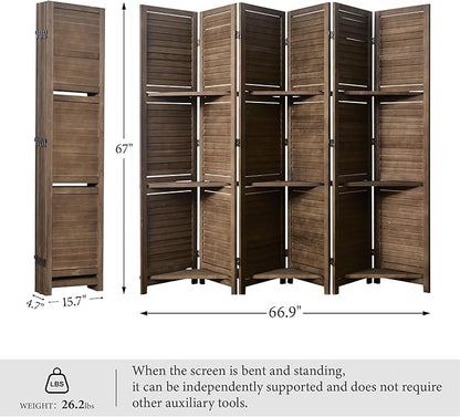 Partition Room Dividers, Folding Wood Privacy Screen - Image 5