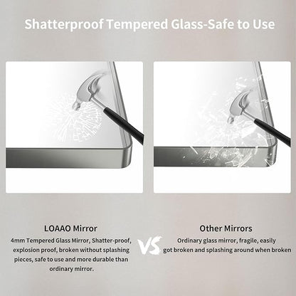 LOAAO 48X32 Inch Brushed Nickel Bathroom Mirror, Rounded Rectangle Silver Metal - Image 7