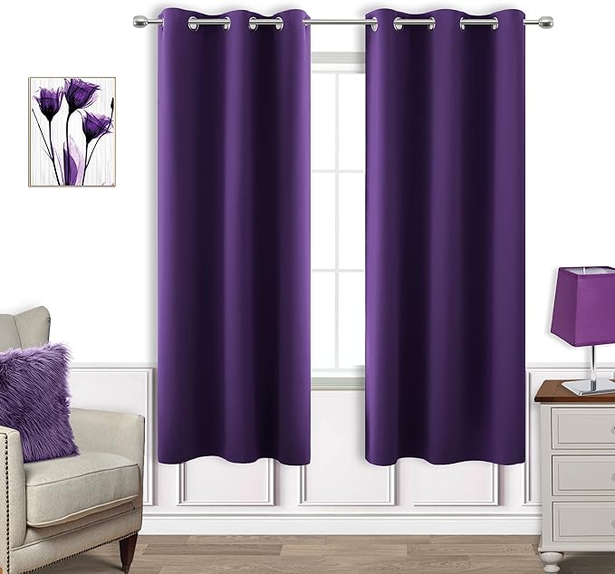 KOUFALL Purple Curtains 72 Inches Long by KOUFALL