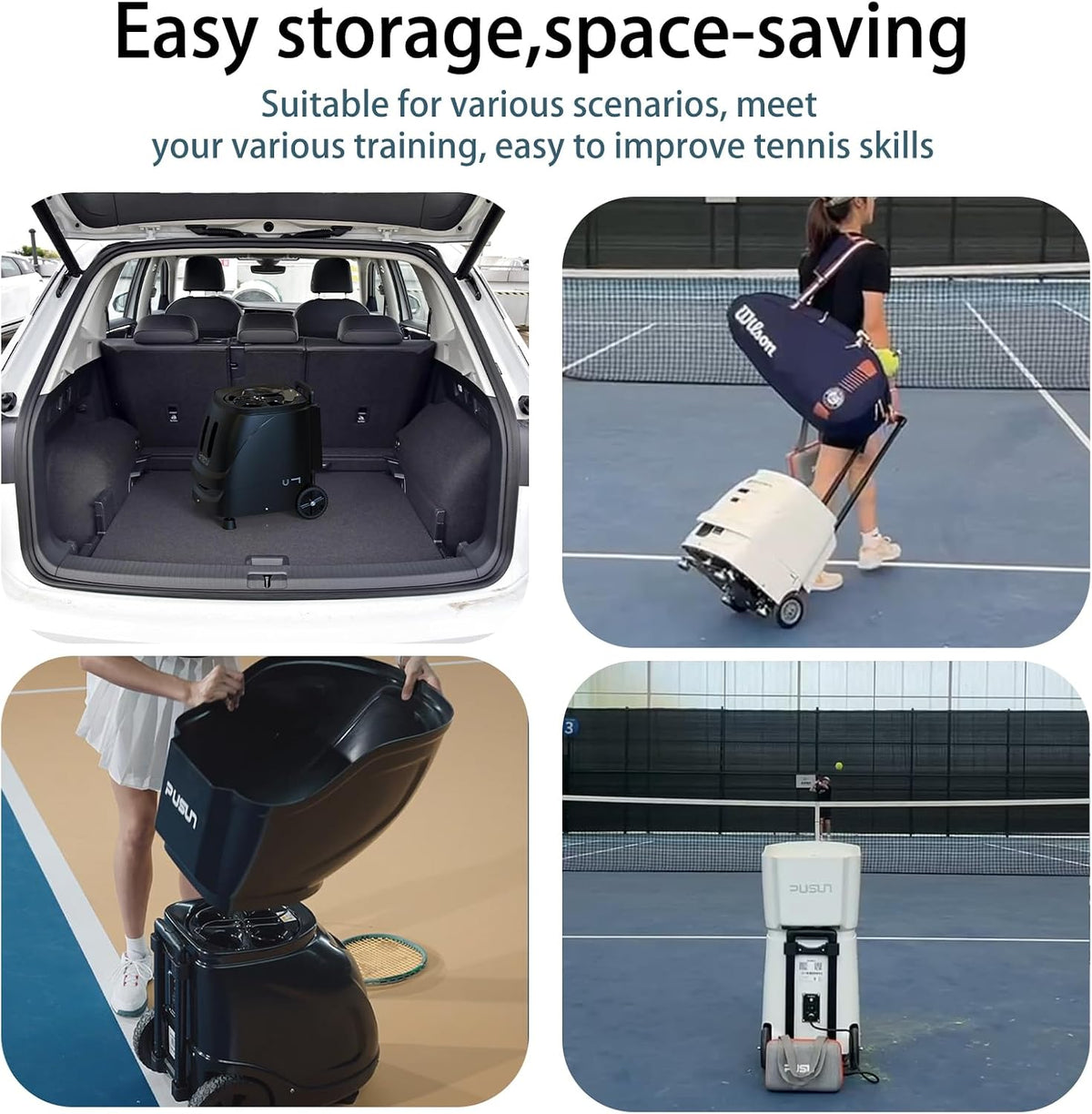 PT-SAMRT-Professional Tennis Ball Machine with App Control - 100+ Ball Capaci...