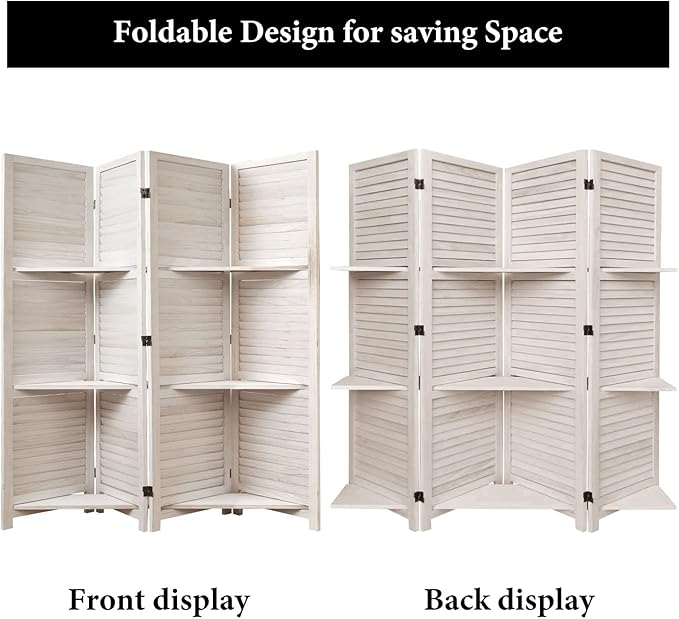 Partition Room Dividers, Folding Wood Privacy Screen - Image 5