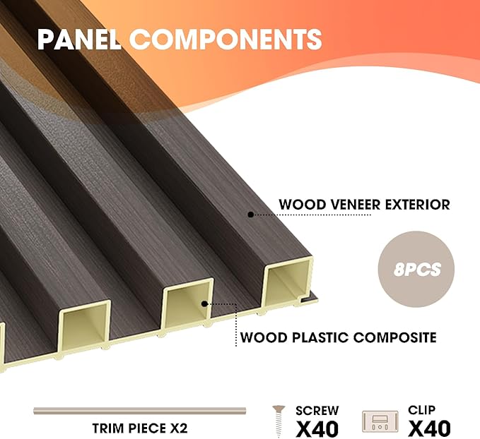 OUZUGIE WPC Acoustic Slat Wall Paneling, Living Room, TV Background, Study Room - Image 4