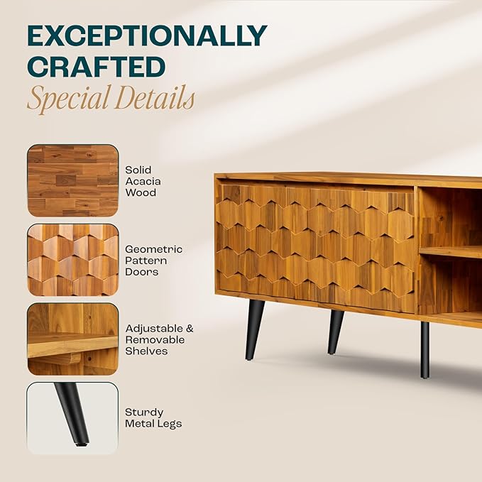 Bme Georgina Solid Wood, 10 Minutes Assembly Entertainment Center - Image 4