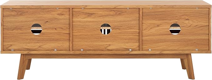 SAFAVIEH ESMA TV Stand for up to 65" Flatscreen – Oak Brown, Sliding Doors - Image 4