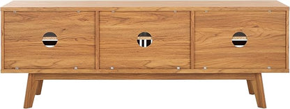 SAFAVIEH ESMA TV Stand for up to 65" Flatscreen – Oak Brown, Sliding Doors - Image 4