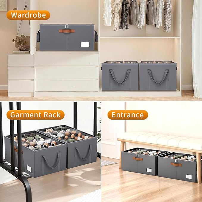 2 Pack Shoe Organizer for Closet, Foldable Shoe Storage Organizer - Image 7