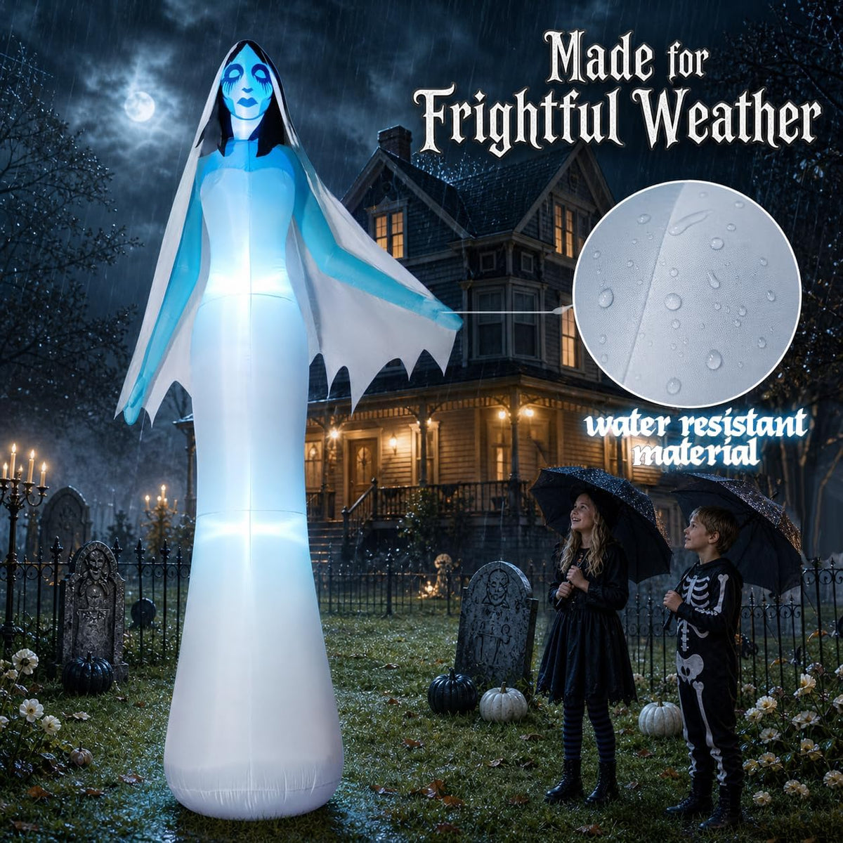 zukakii 12FT Giant Halloween Inflatables Ghost Bride with Built-in Whole-Body...