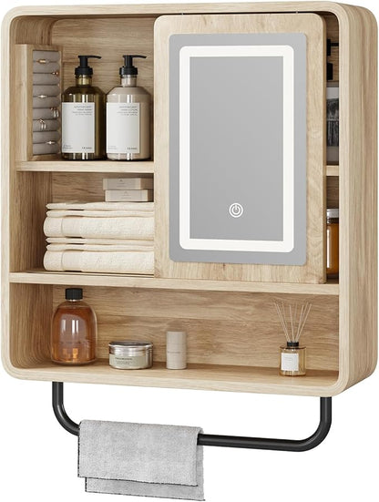 QUW Bathroom Wall Cabinet with Sliding Mirror Door, Modern Medicine Cabinet by QUW
