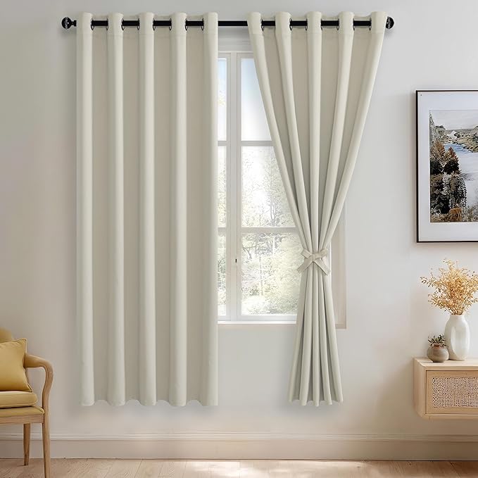 JIUZHEN Ivory Blackout Curtains by JIUZHEN