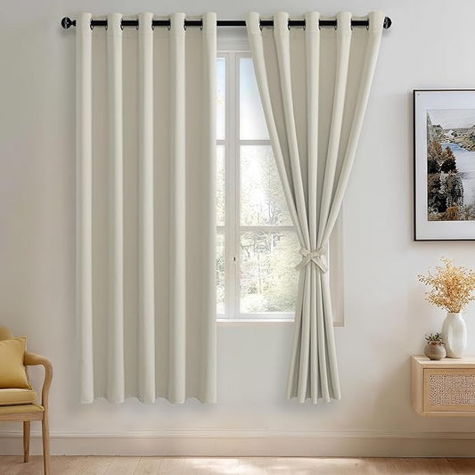 JIUZHEN Ivory Blackout Curtains by JIUZHEN