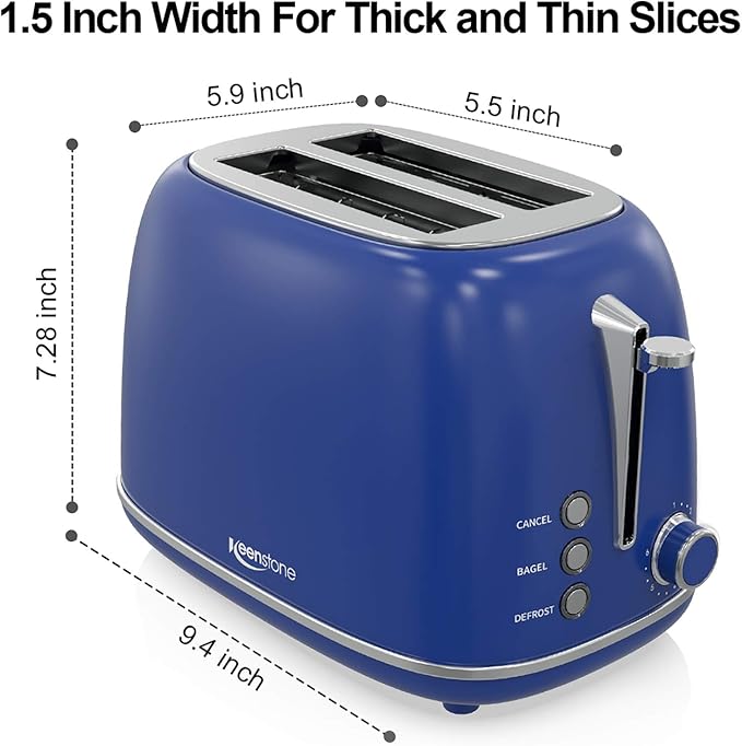 Keenstone Retro 2-Slice Stainless Steel Toaster - Image 3