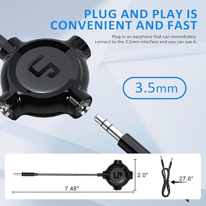 LP Headphone Splitter, Nylon-Braided 3.5mm Audio Stereo Splitter, Male to 3 - Image 6
