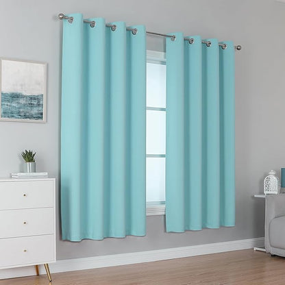DUALIFE Aqua Curtains for Living Room Bedroom Light Blocking Window Curtains - Image 2