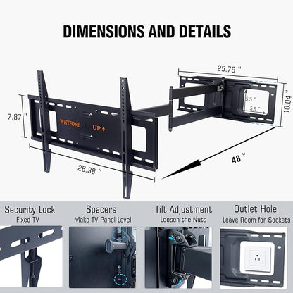 48'' Extension Extra Long Arm TV Wall Mount - Image 6