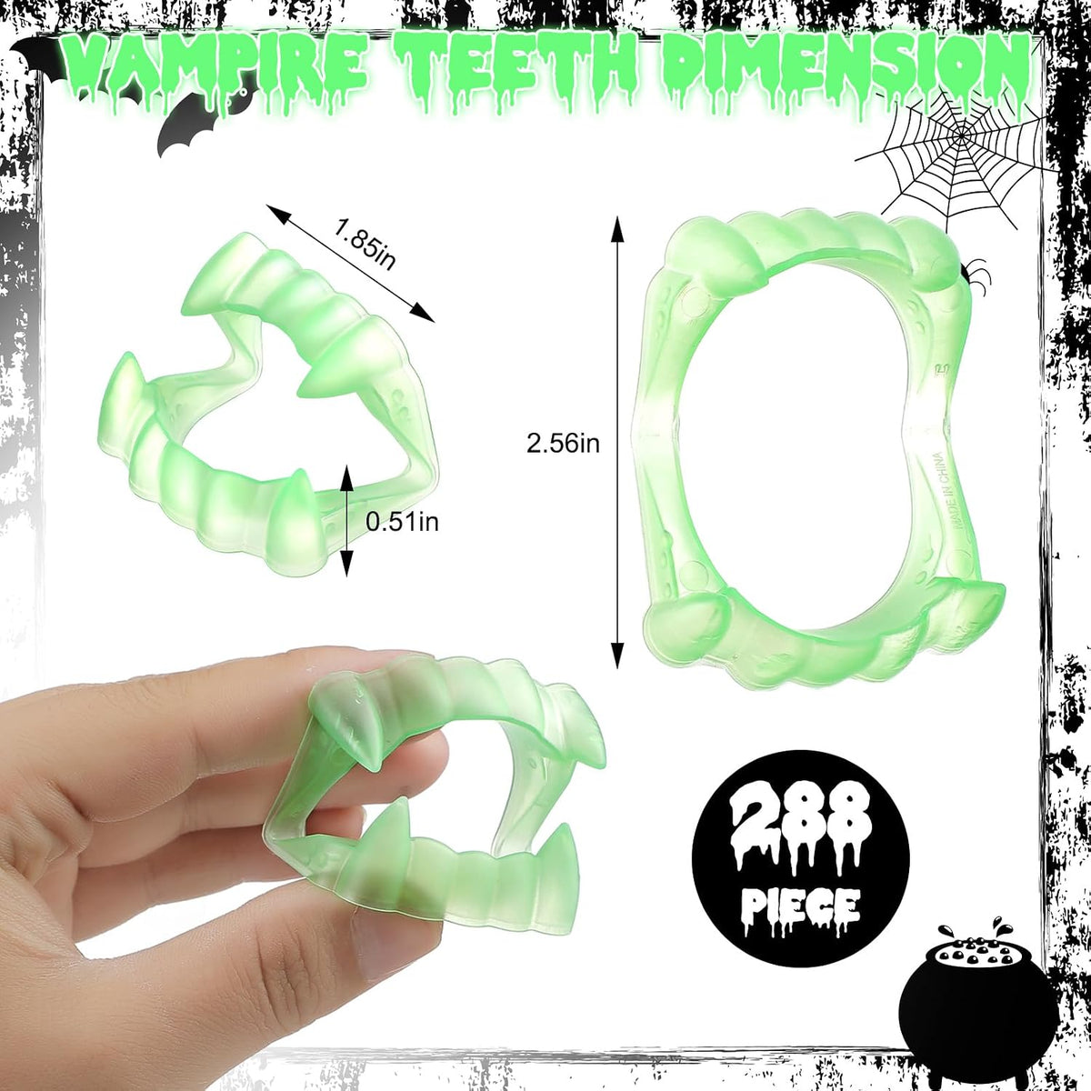 Lenwen 288 Pcs Halloween Glow in the Dark Vampire Fangs Bulk Plastic Teeth