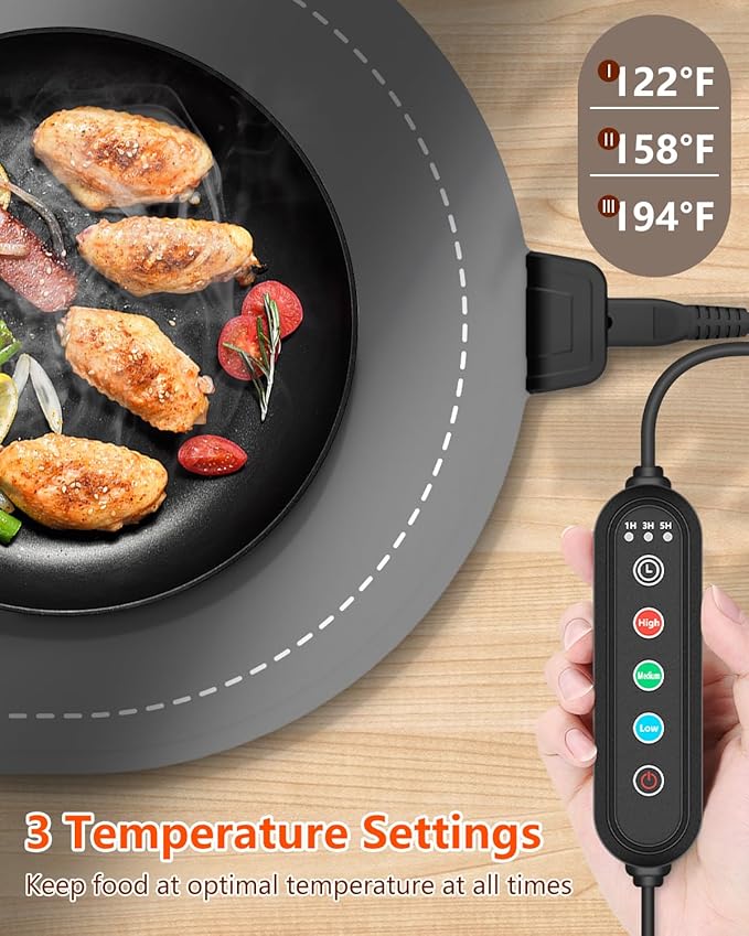 Warming Mat for Food with Adjustable Temperature Timer, 10S Fast Heating - Image 7