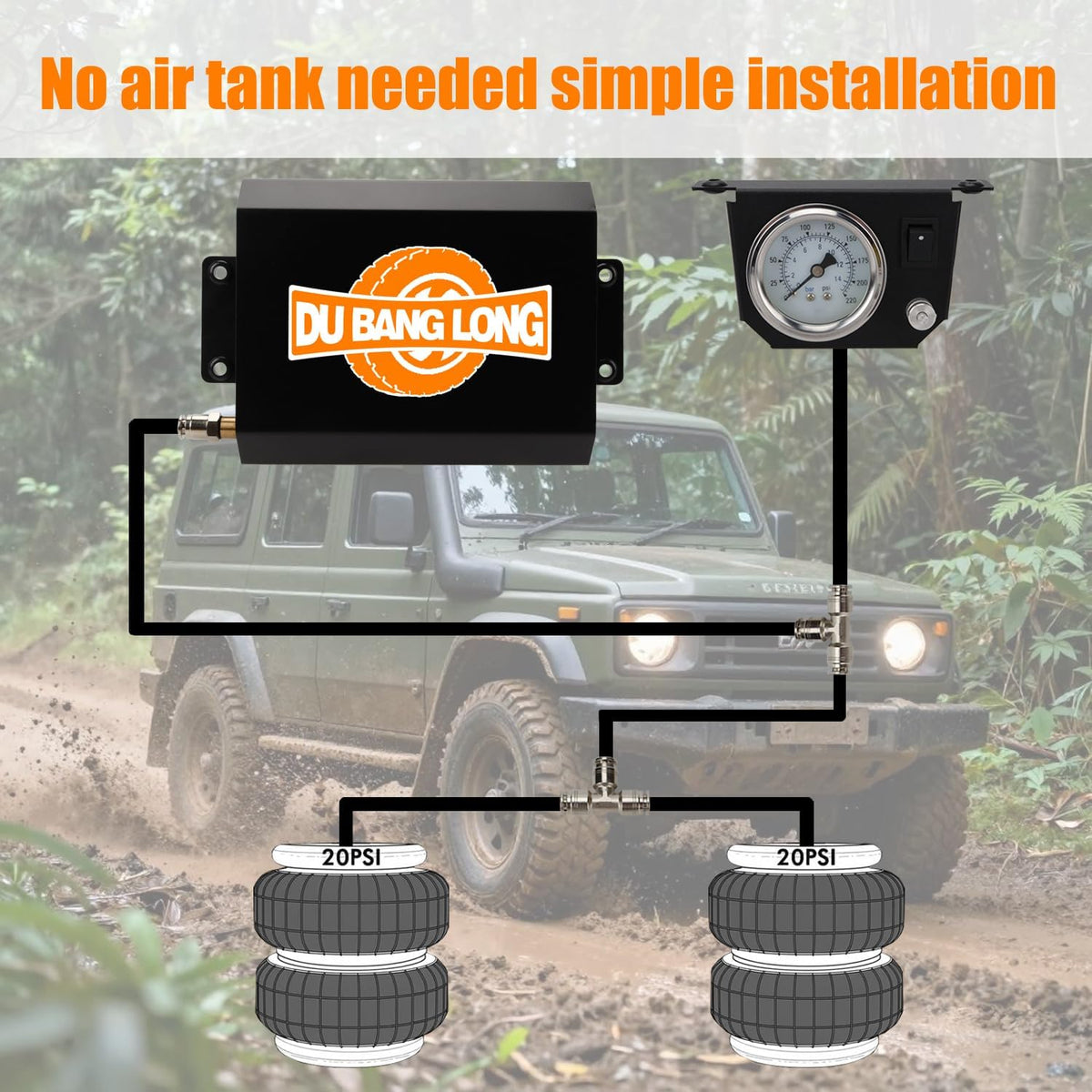 Air Bags Suspension Kit, On Board Air Compressor System with Upgraded Air Rid...