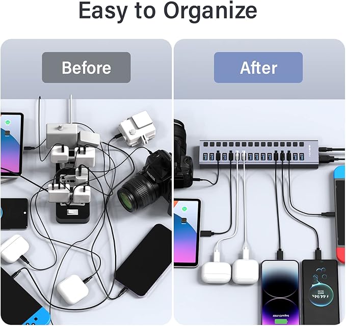 Powered USB 3.0 Hub, ACASIS 16 Ports USB 3.0 Hub - Image 6