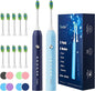 7AM2M Rechargeable Sonic Electric Toothbrush 2 Pack, Soft Toothbrushes by 7AM2M