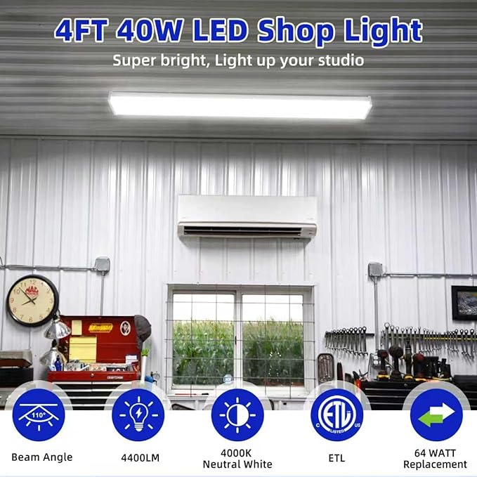 hykolity 4FT LED Wraparound Light, 4 Foot LED Wrap Light Fixture, Flush Mount - Image 2