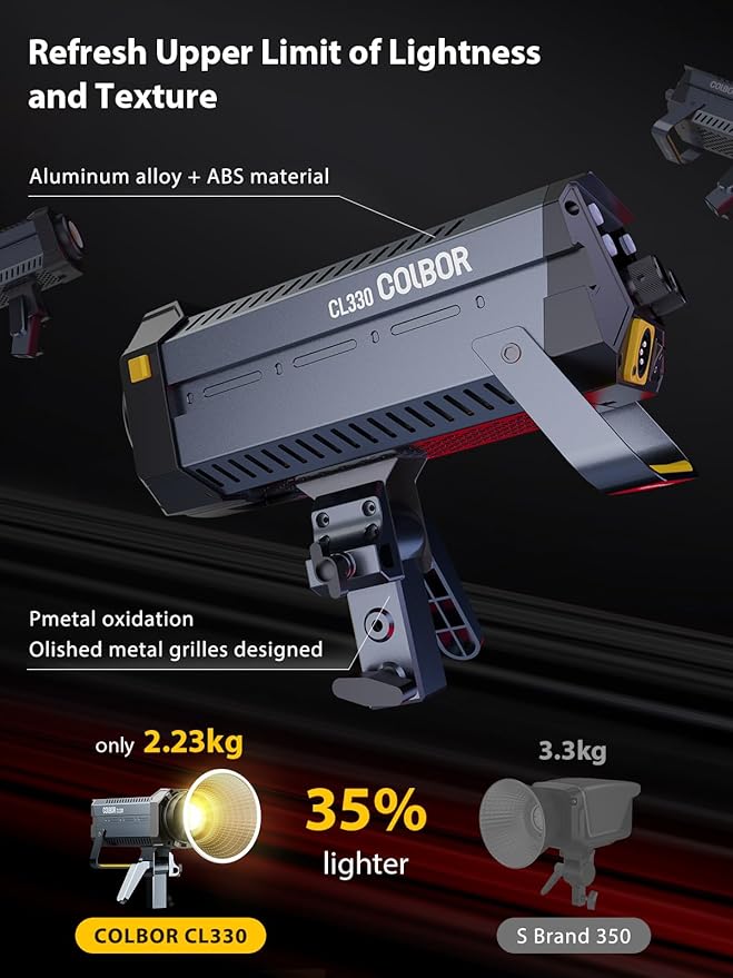 Video Light, COLBOR CL330 330W Continuous Lighting 2700-6500K Bi-Color CRI96+ 65 - Image 5