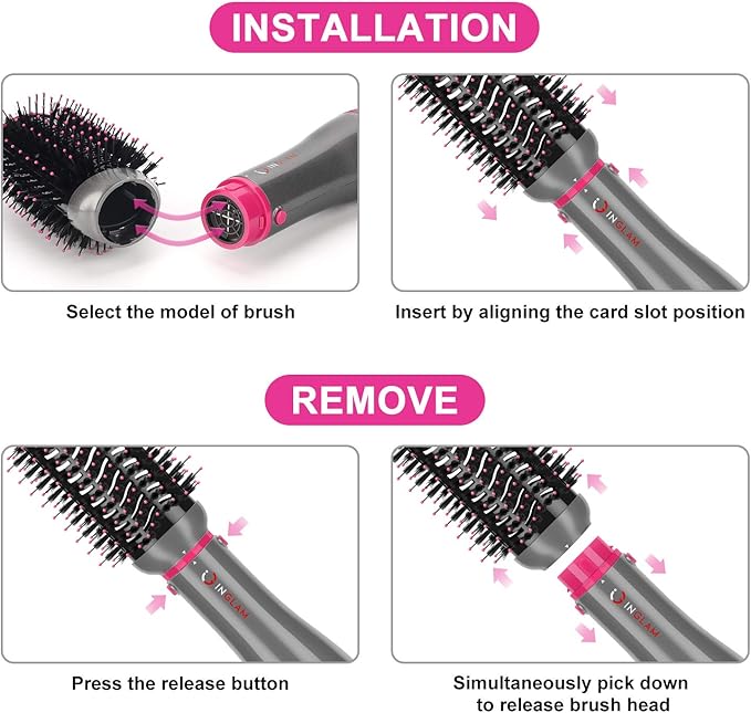 IG INGLAM 4 in 1 Blowout Brush, Negative Ion Detachable Hair Dryer & Styler - Image 3