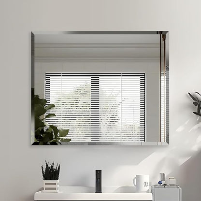 30x36 Inch Bathroom Mirror Frameless Beveled Edge Rectangle Wall Mirror - Image 4