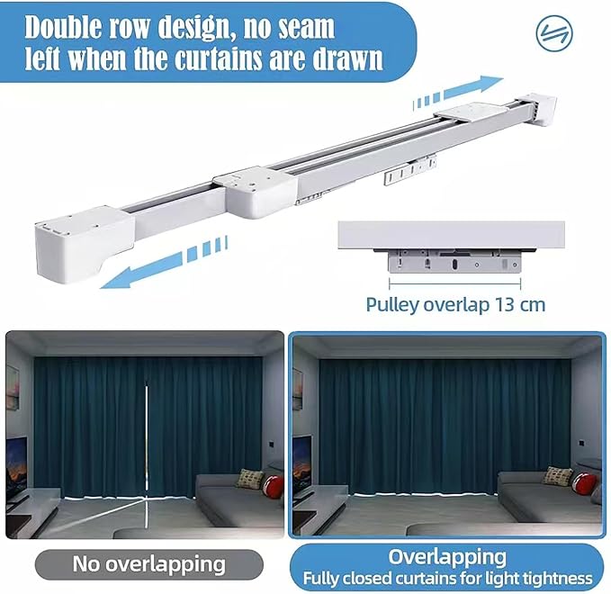 TIPIACE Hard-Wired Tuya Wifi Motorized Curtain Track to Remote Control Ceiling - Image 6