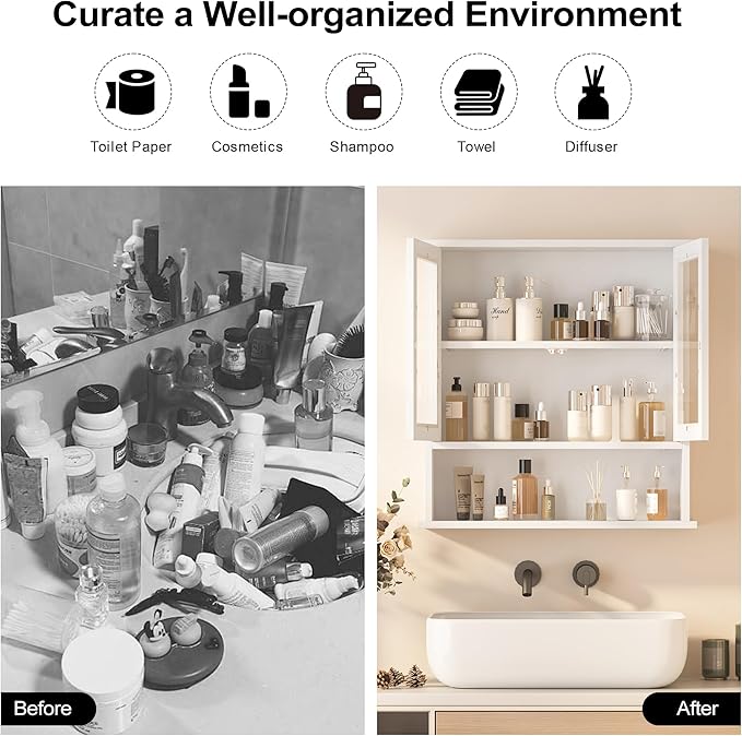 Modern Hanging Bathroom Cabinet, Sturdy Wooden Medicine Cabinet - Image 5