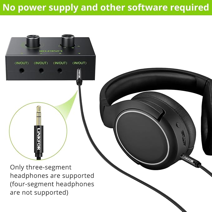 LiNKFOR 4 Port 3.5mm Stereo Audio Switch, 4 Way Stereo Audio Selector, 4 Input - Image 5