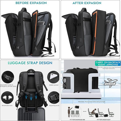 Travel Carry on Backpack 50L Expandable Flight Approved Backpacks 17.3 inch - Image 6