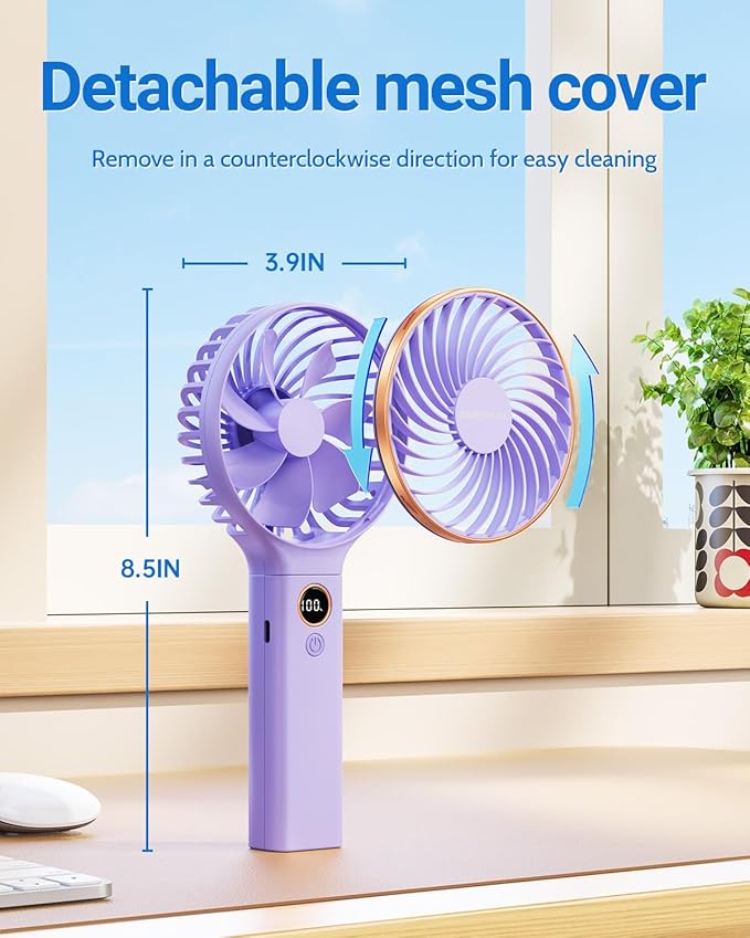 SWEETFULL Handheld Fan, Portable Fan, 5000mAh Rechargeable Battery, 6 Speed Wind - Image 3