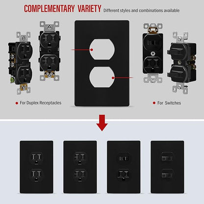 ENERLITES SI8821-BK Duplex Outlet Receptacle Cover, Screwless Wall Plate - Image 5
