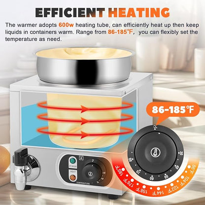 Nacho Cheese Warmer Dispenser 7.4Quart Hot Fudge Warmer Commercial Soup Warmer - Image 4