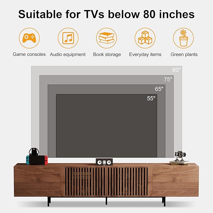 Pajiasen 94.48″ Mid Century Modern Walnut TV Stand - Image 5