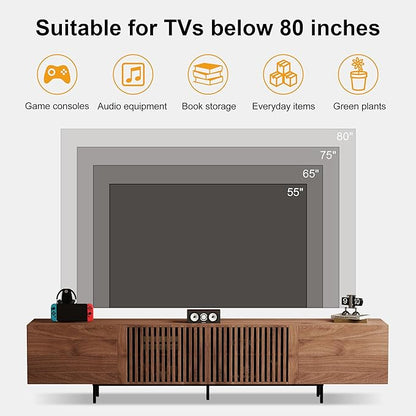 Pajiasen 94.48″ Mid Century Modern Walnut TV Stand - Image 5
