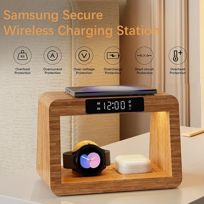 Bamboo Wireless Charging Station, 3 in 1 Charging Station - Image 9
