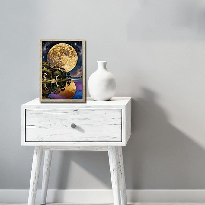 URVIP LED Glowing Photo Frame, 3D Starry-Sky Blue Moon Wall Art, 9x12 Inches - Image 5