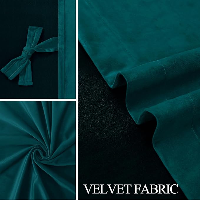JIUZHEN Teal Velvet Curtains 96 inches Blackout Curtains - Image 6