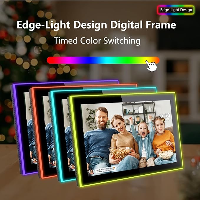 FRAMEO WiFi Digital Picture Frame, Edge-Light Design10.1 inch Photo Frame 32GB - Image 2